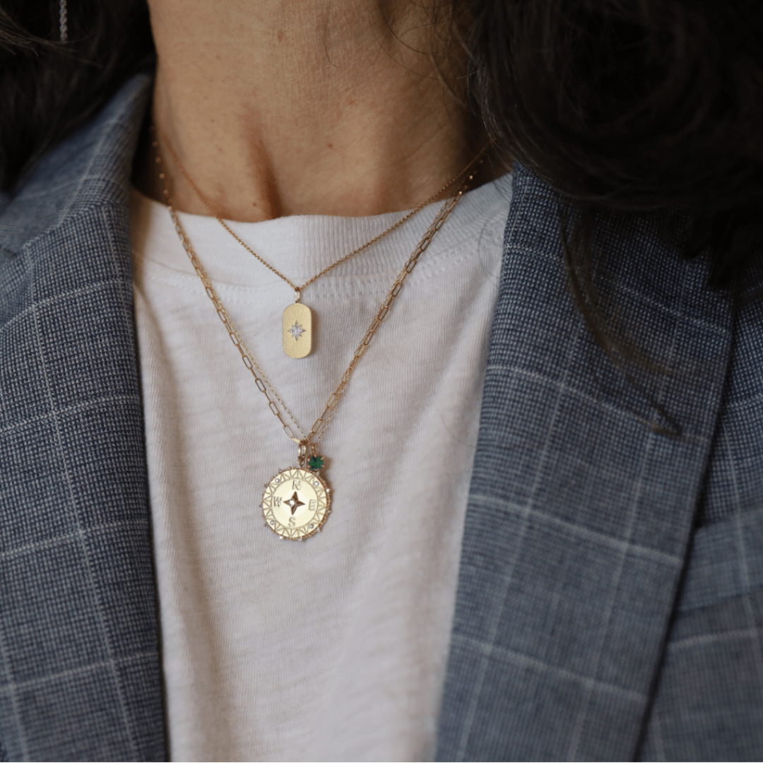 14k Gold Emerald Pendant Necklace, Circa 1990s - Petra Star