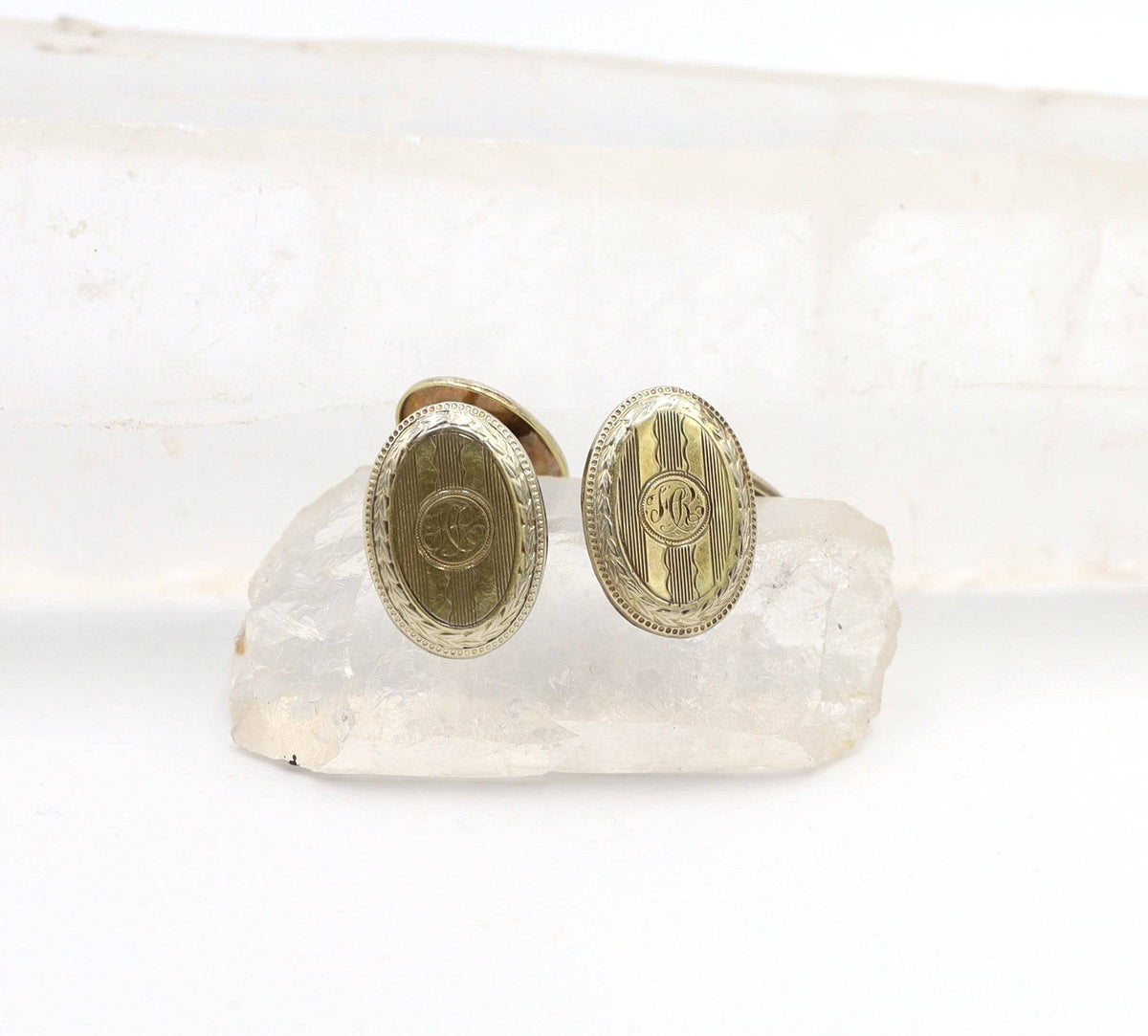 14k Gold Monogrammed Victorian Cufflinks - Petra Star