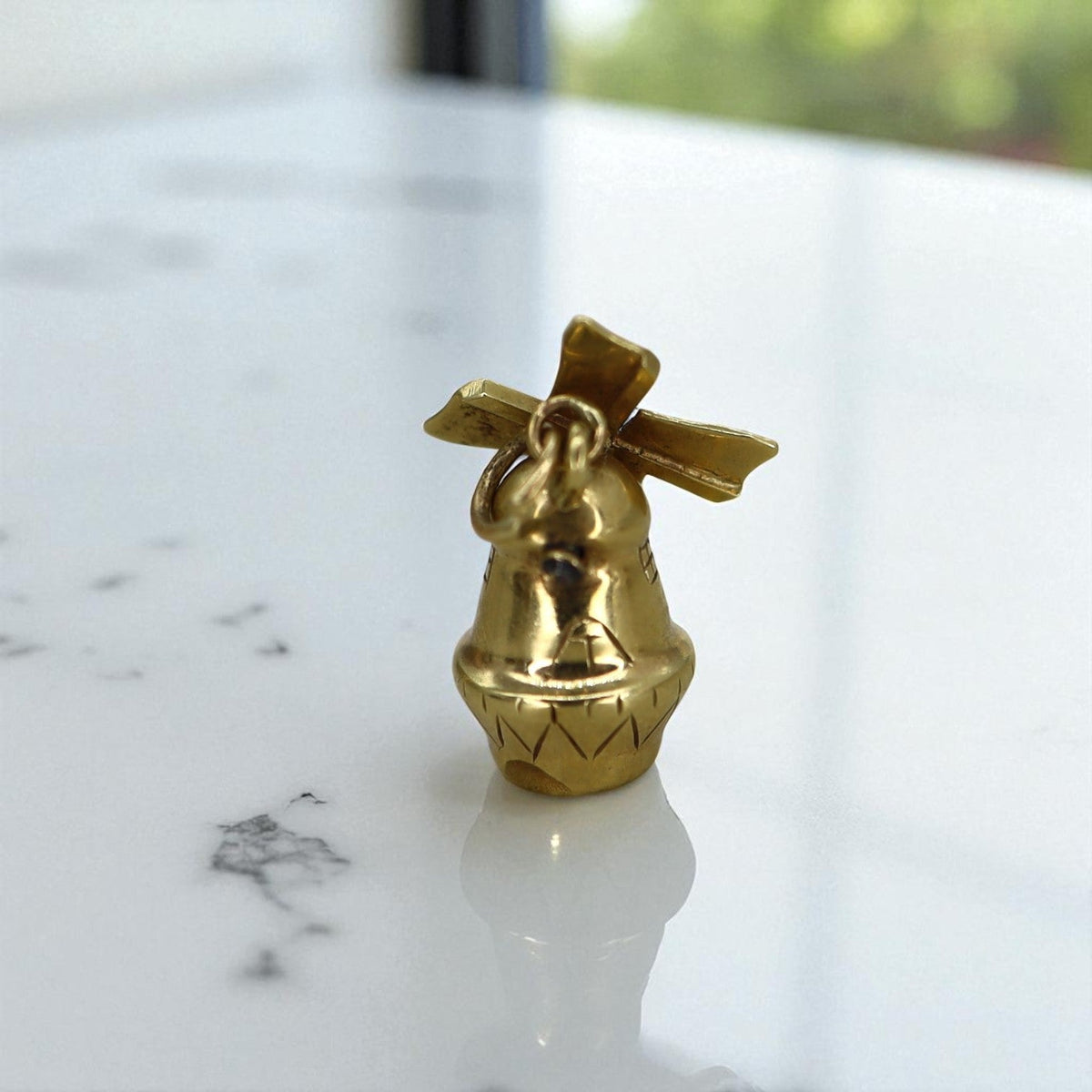 14k Gold Windmill Charm with Movable Blades - Petra Star