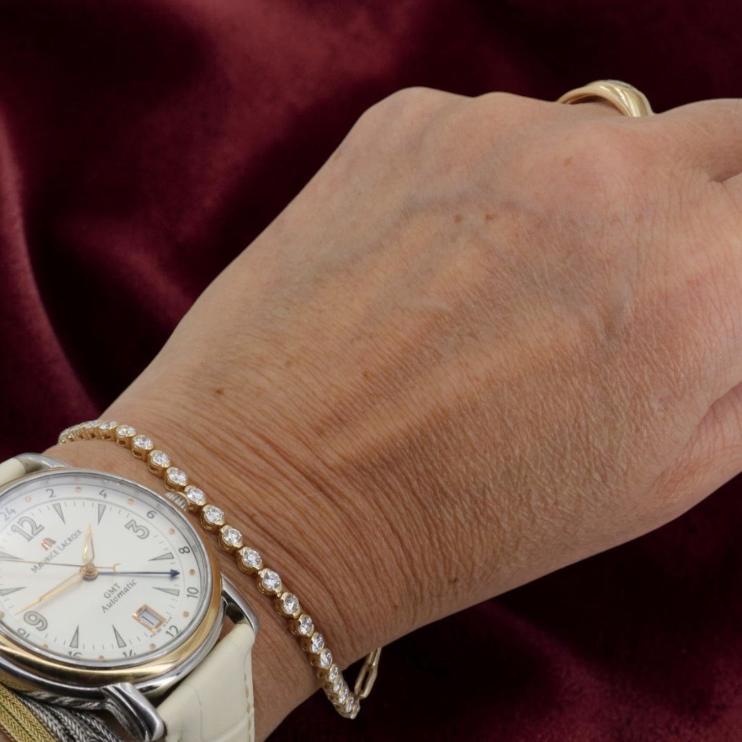 Natural Diamond Bracelet 14k Yellow Gold | 2.04 ctw H/I VS | Partial Bezel Tennis Paperclip Chain