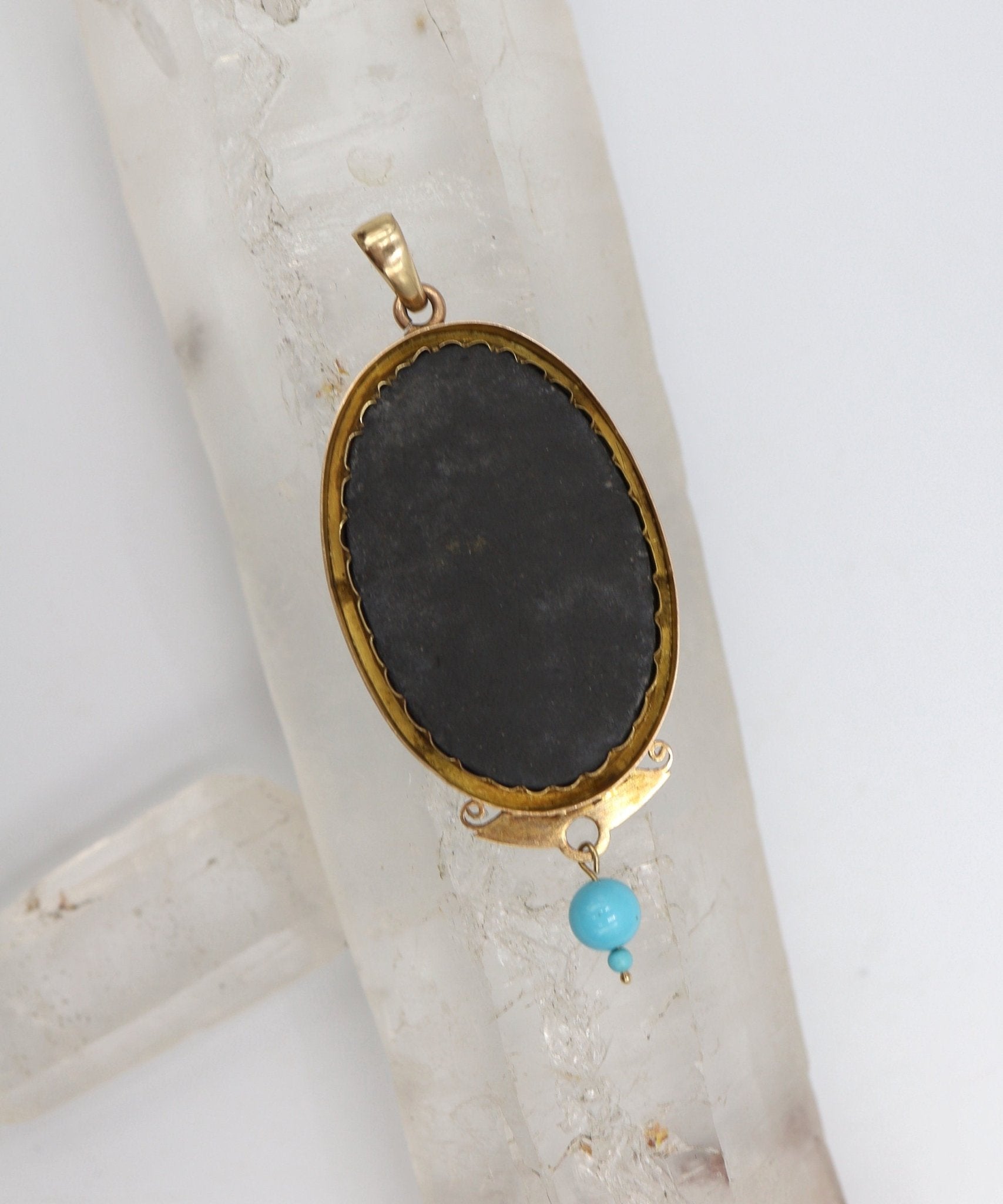 14k Rose Gold Victorian Pietra Dura Pendant - Petra Star