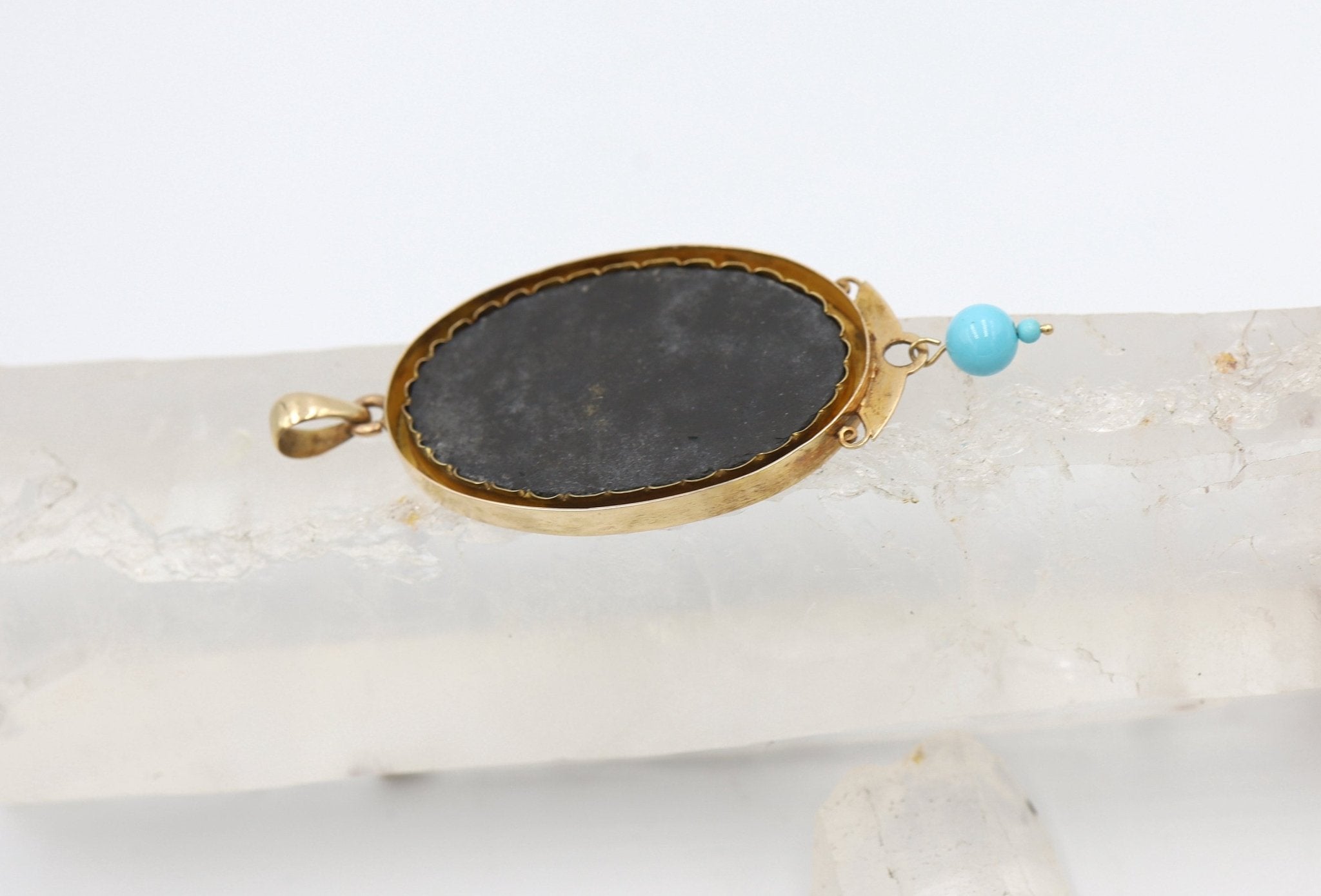 14k Rose Gold Victorian Pietra Dura Pendant - Petra Star