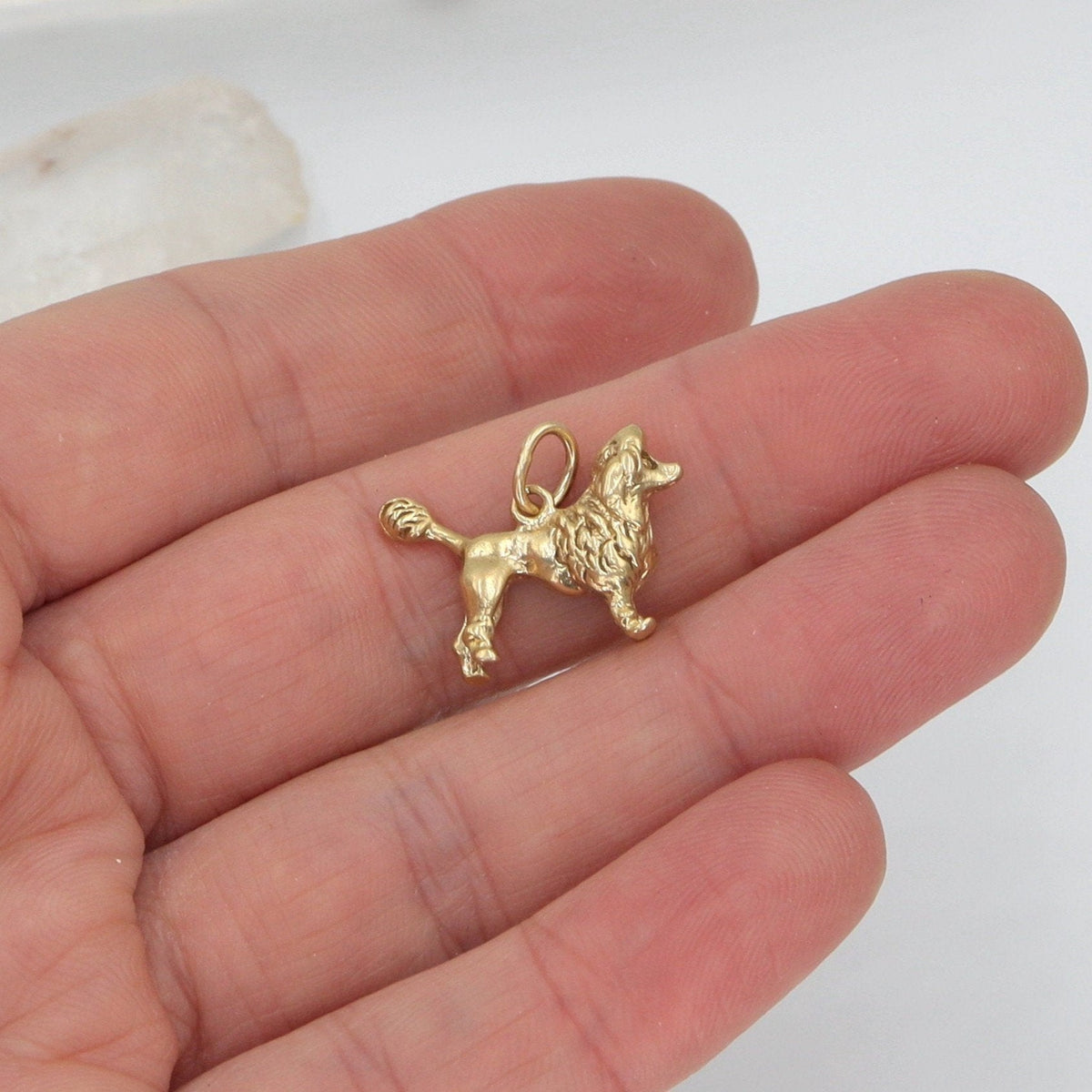14k Solid Gold Vintage Poodle Charm Heavy - Petra Star