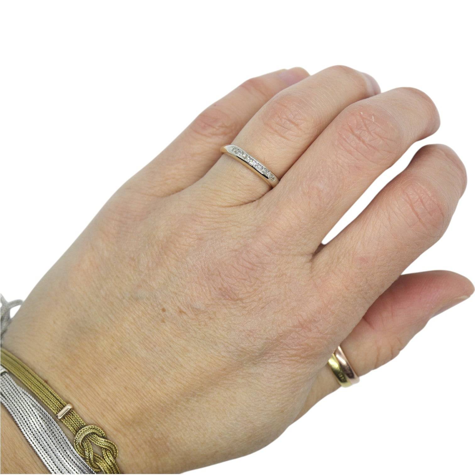 14k White & Yellow Gold Mid-Century Diamond Band - Petra Star