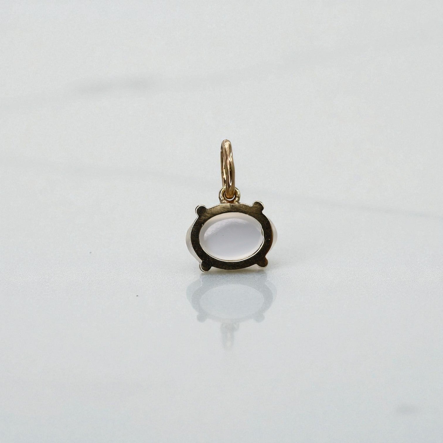 14k Yellow Gold Moonstone Pendant—3.39-ct Oval Cabochon, East-to-West Setting - Petra Star