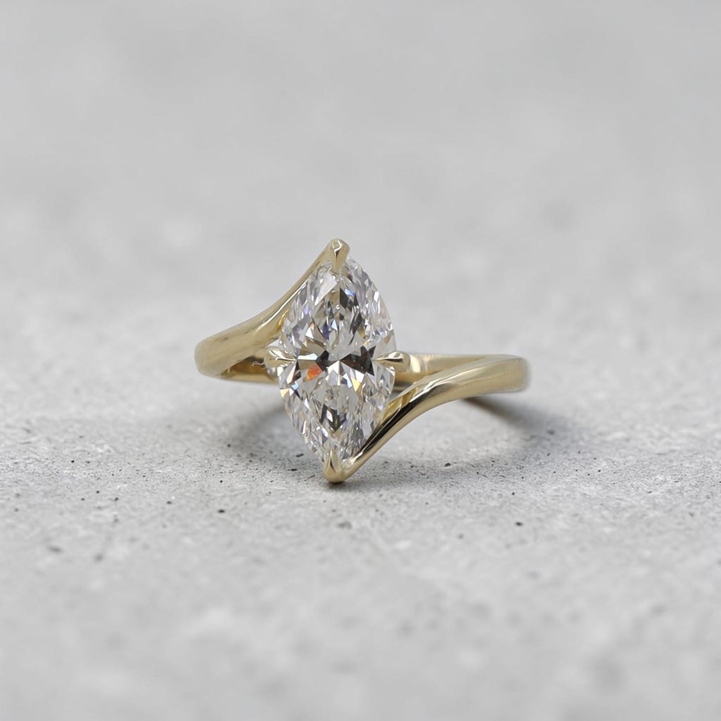 Vertical Marquise Solitaire Ring | 2ct Lab Diamond | 14k Yellow Gold | Petra Star Custom - Petra Star