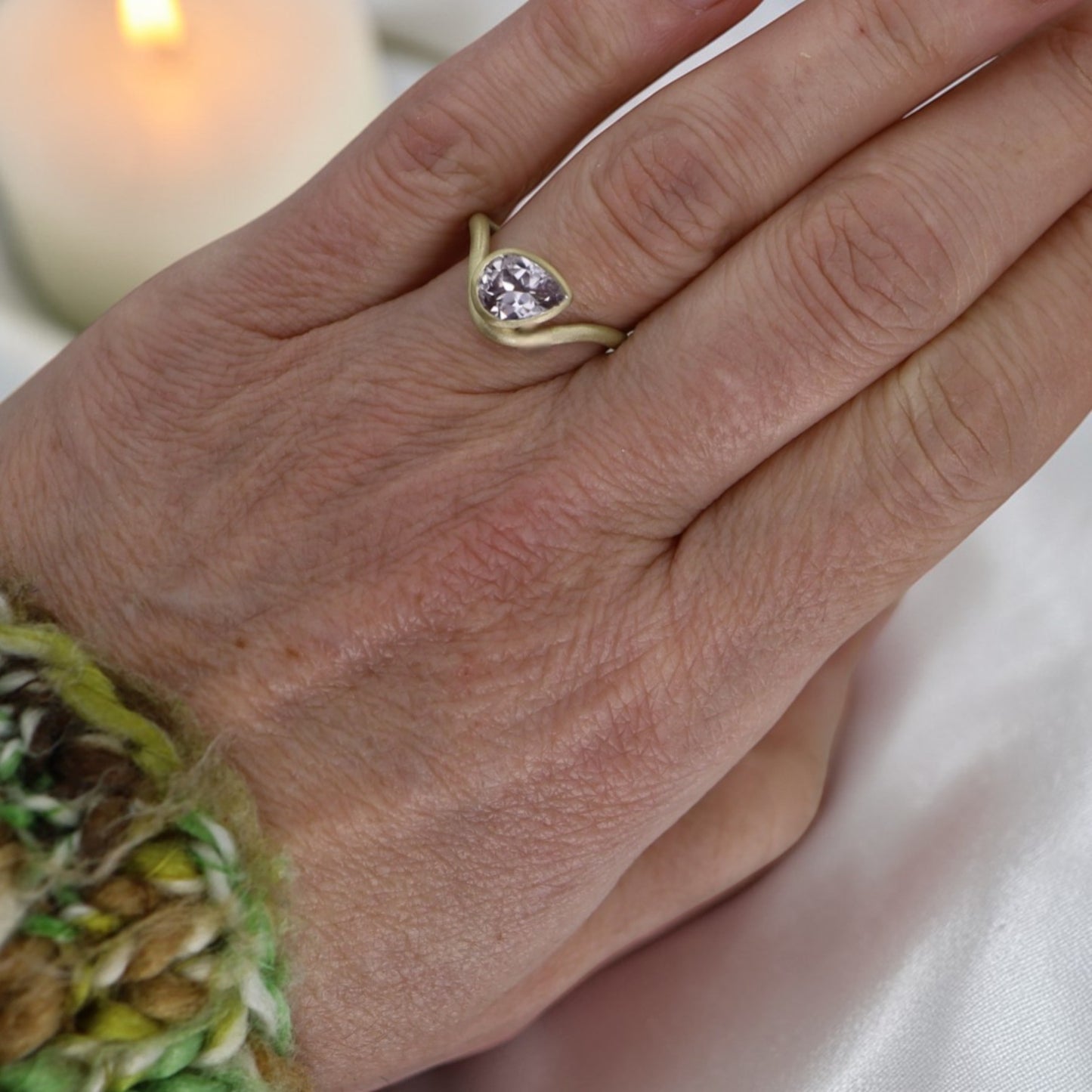 Lavender Zircon Pear Ring – Rare Australian Earth-Mined 2.16ct in 14k Yellow Gold - Petra Star