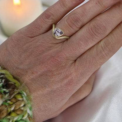 Lavender Zircon Pear Ring – Rare Australian Earth-Mined 2.16ct in 14k Yellow Gold - Petra Star