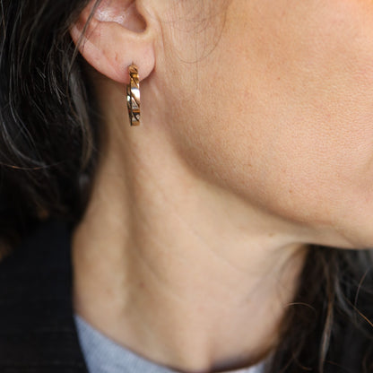 14k Heavy Gold Flat Rope Hoops - Petra Star