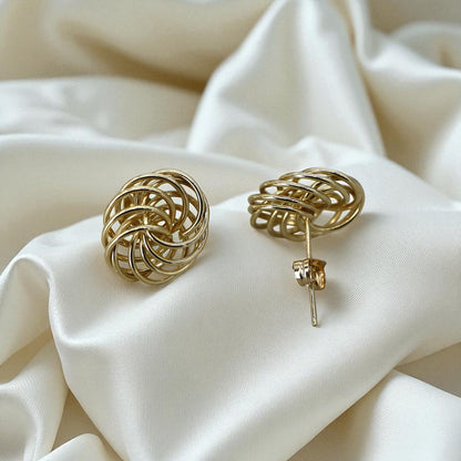 Large Vintage 14k Gold Knot Stud Earrings - Petra Star