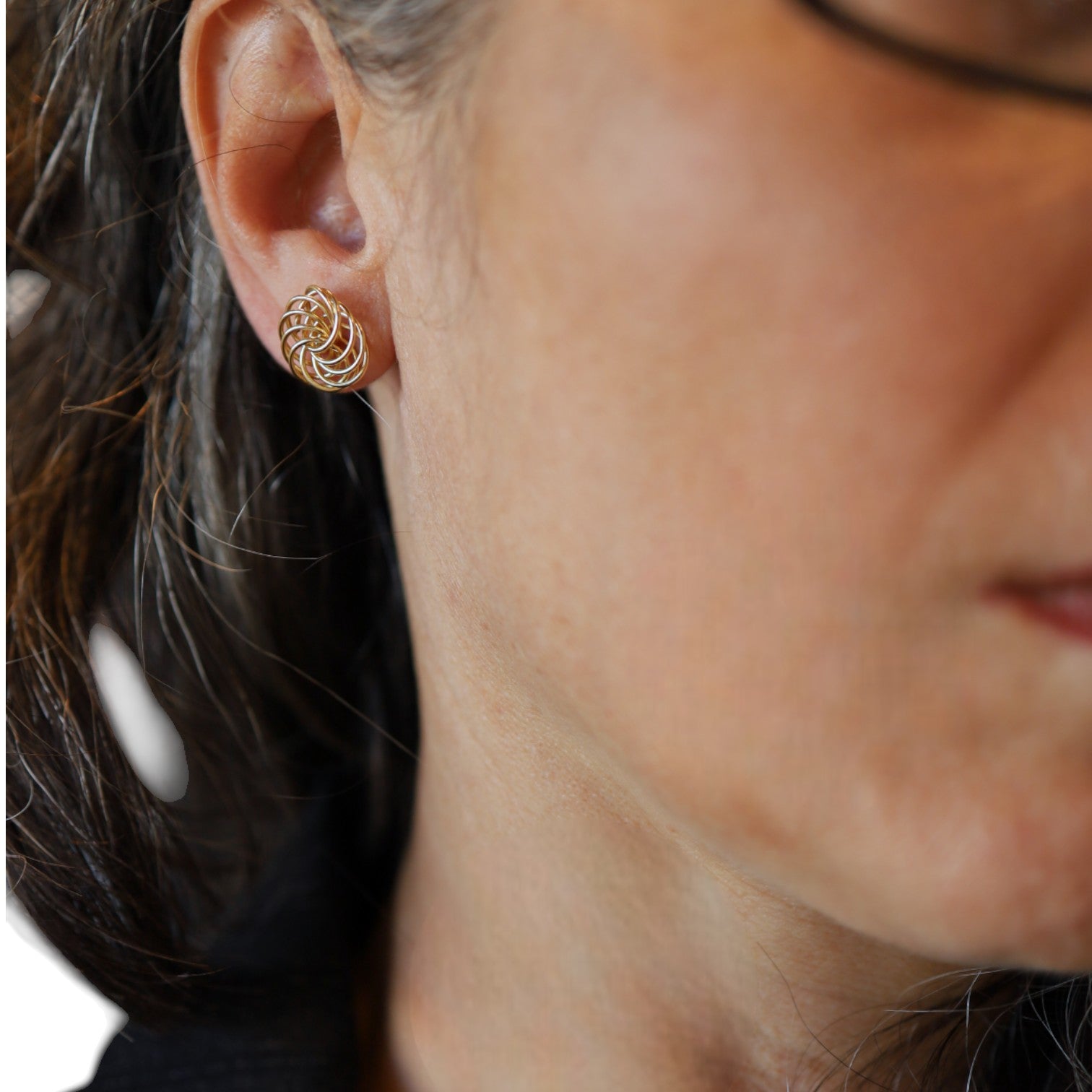 Large Vintage 14k Gold Knot Stud Earrings - Petra Star