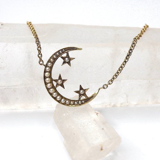 celestial crescent moon necklace