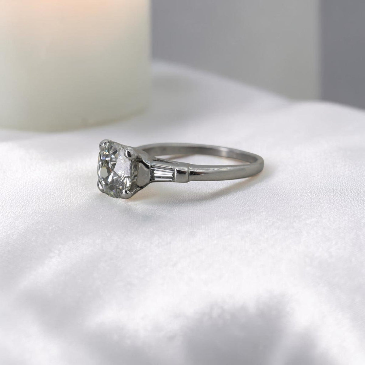 1.77ct GIA Old European Diamond Platinum Ring | Tapered Baguettes | Petra Star Vintage Vault - Petra StarEngagement Ring