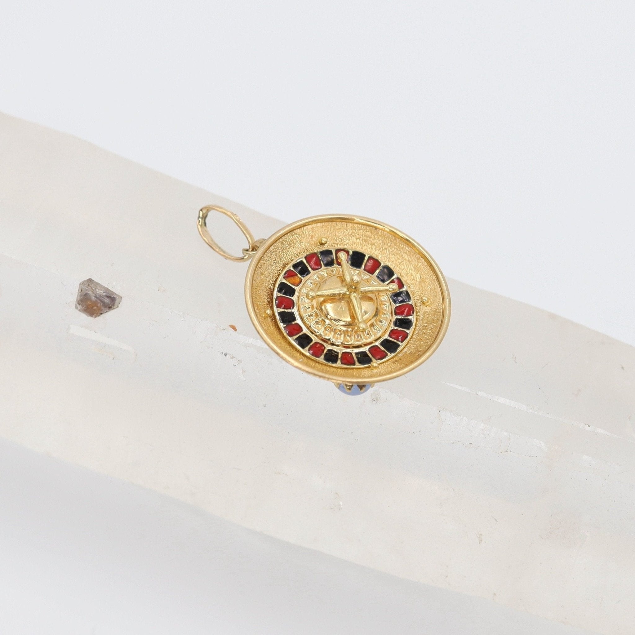 18K Vintage Moving Roulette Wheel Charm - Petra Star