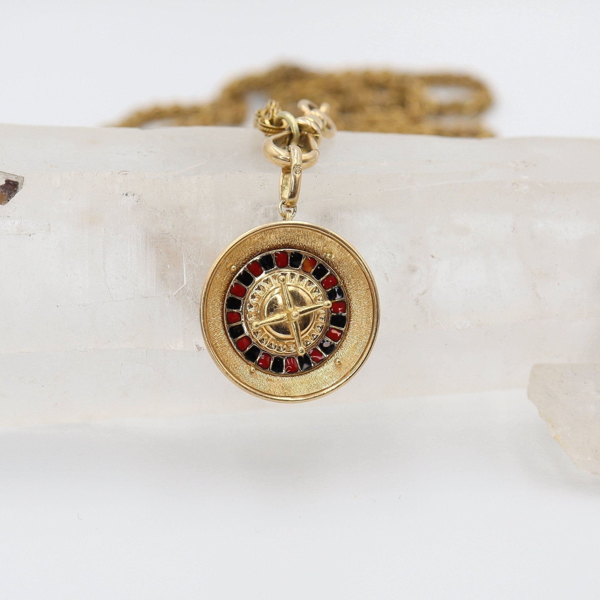 18K Vintage Moving Roulette Wheel Charm - Petra Star