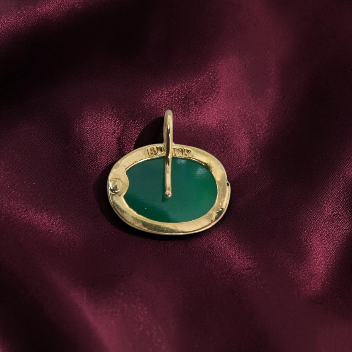 18K Yellow Gold Chrysoprase Pendant — Reimagined from a Vintage Italian Brooch, Circa 1970s–80s - Petra StarPendant