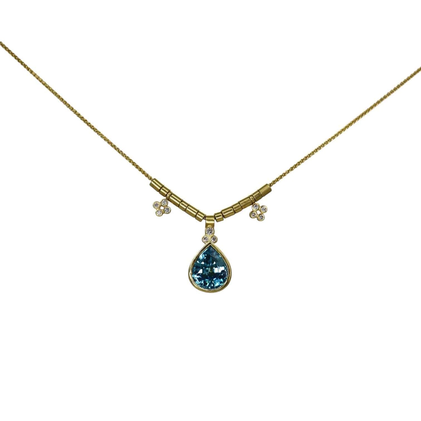 Blue Zircon and Diamond Necklace