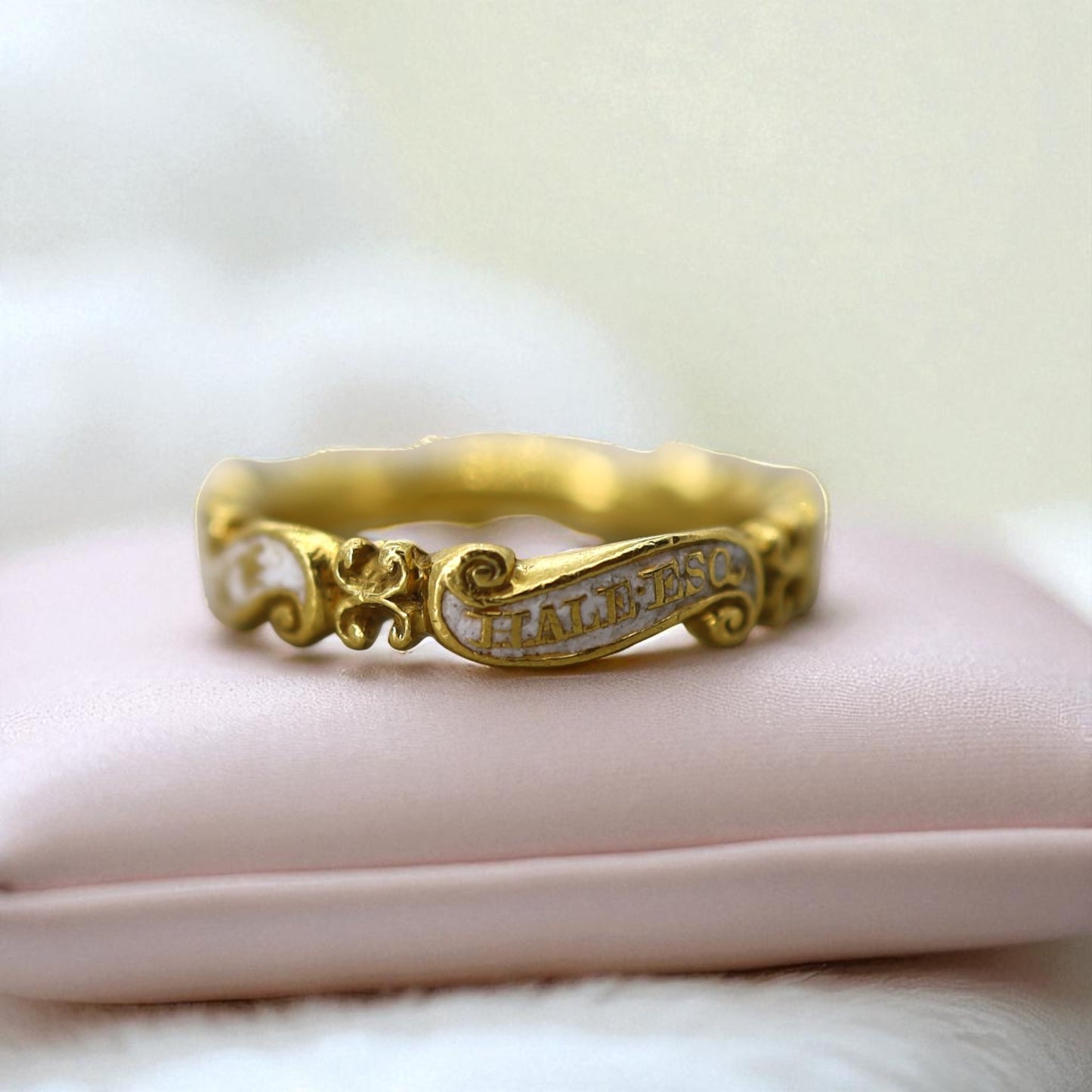 Extremely Rare Georgian (1741) White Enamel Memento Mori Mourning Rings - Petra Star