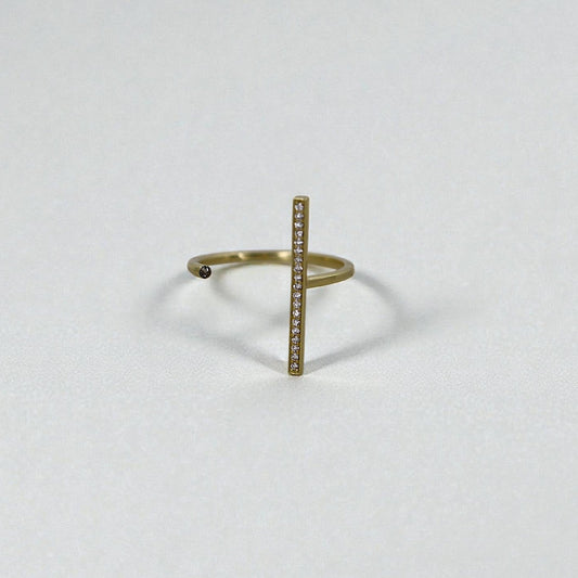 18k Gold Open Space Line Diamond Ring