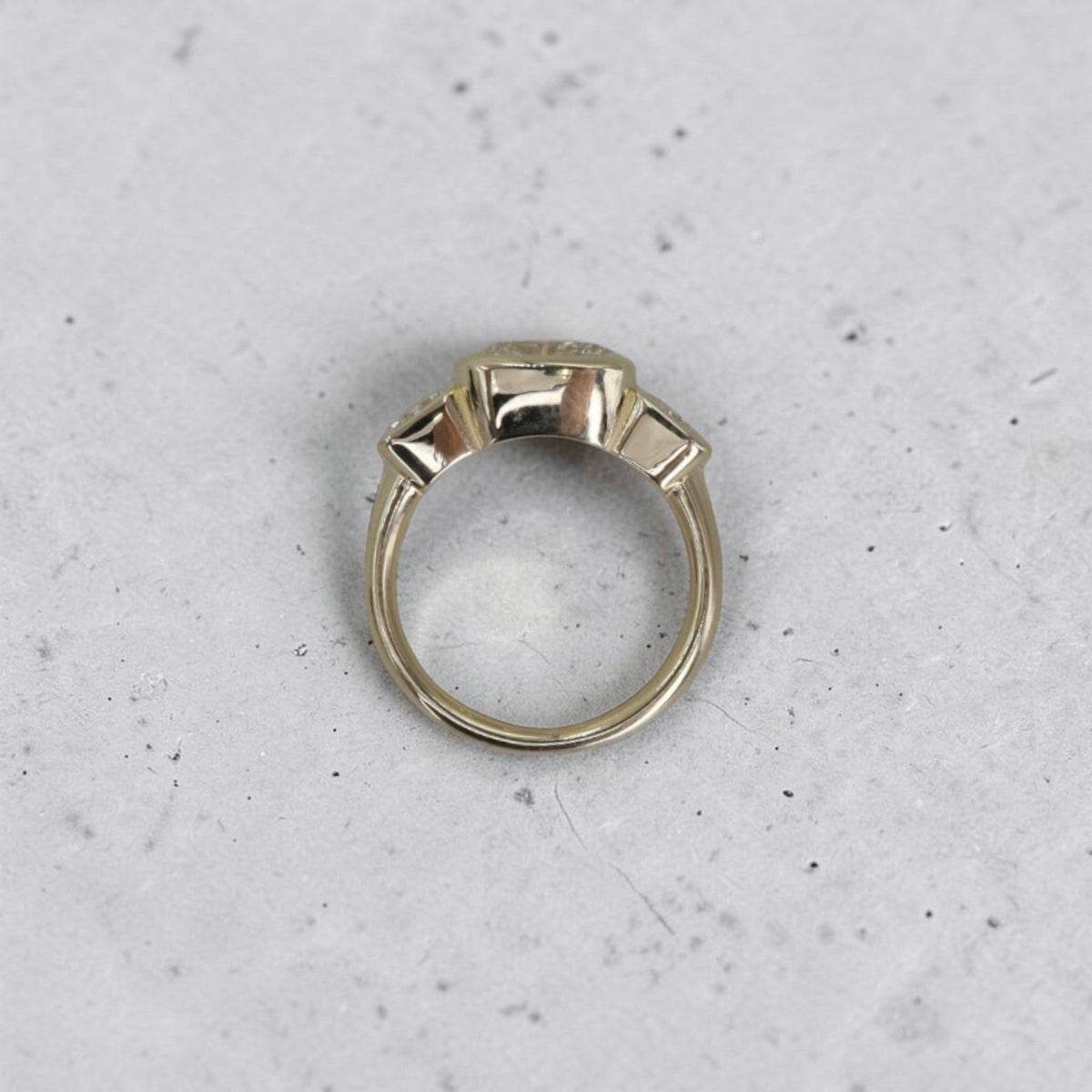 2.08ct Lab-Grown Cushion Diamond, East-West Set | Heirloom Diamond Sides | 14k Gold | Petra Star - Petra Star
