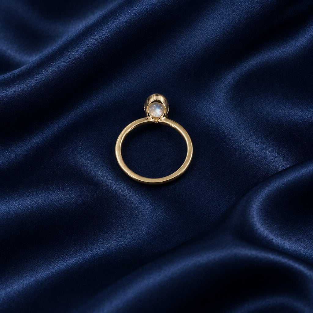 2.01 ct Oval Lab-Grown Diamond Solitaire Engagement Ring in 14k Yellow Gold, Partial Bezel, IGI, Size 7 - Petra StarEngagement Ring