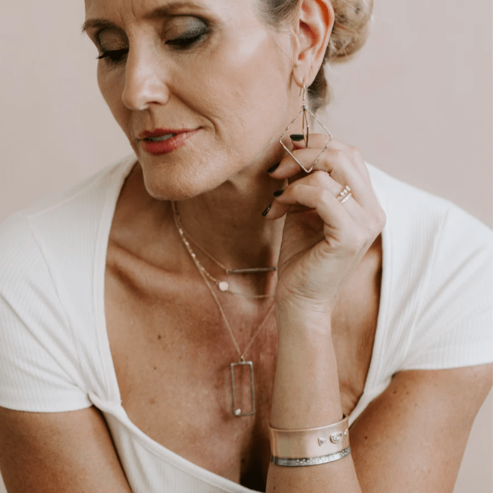 22k/18k Gold & Oxidized Silver Terra Bar Necklace - Petra Star
