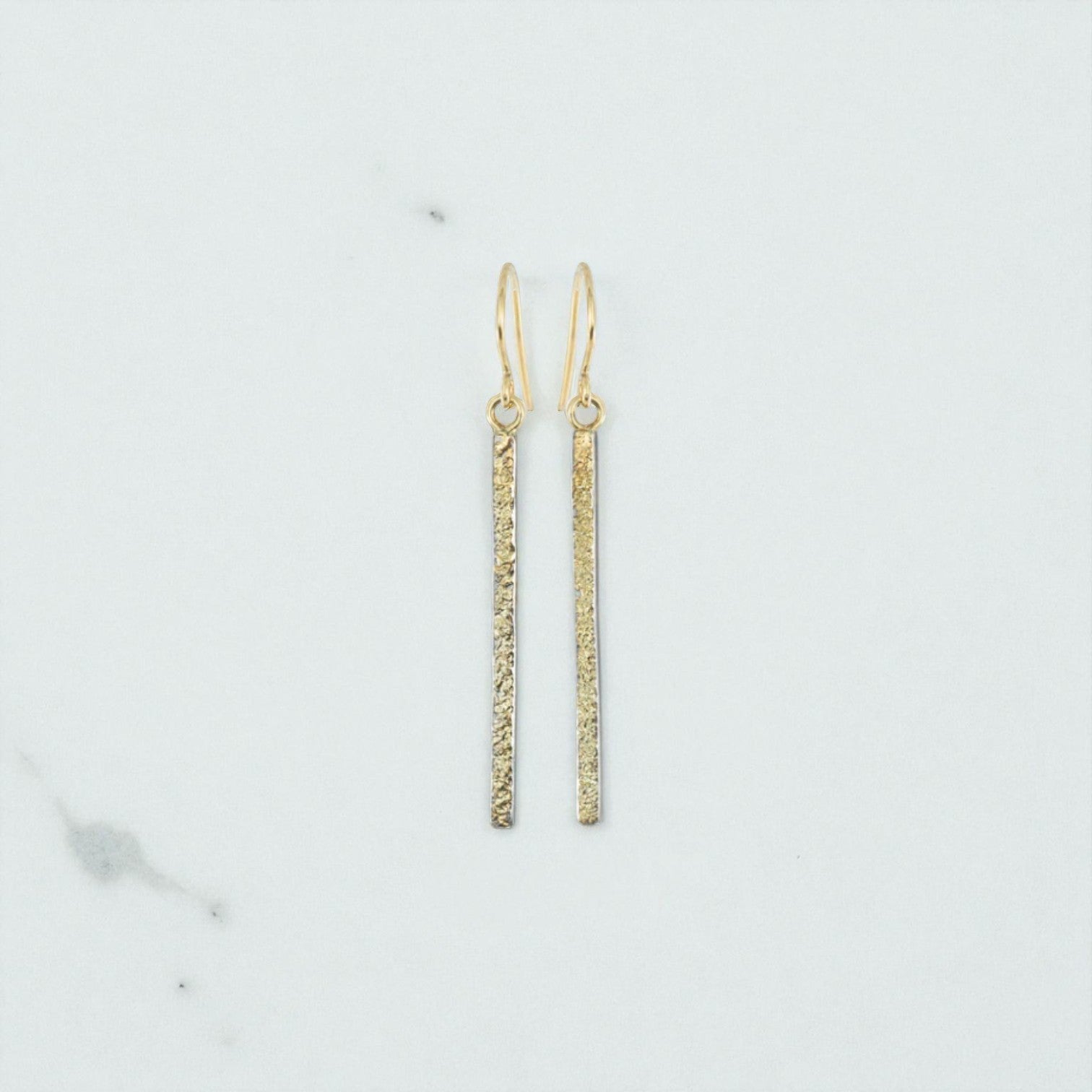 22k/18k Gold & Oxidized Silver Terra Bar Stick Earrings - Petra Star