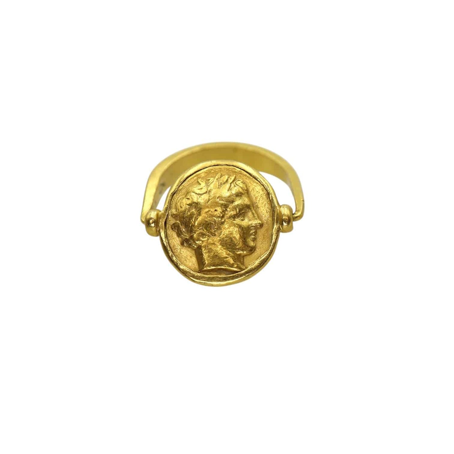 Ancient Macedonian 24k Coin of Philip II AV Stater Mounted in a 22k Gold Ring - Petra Star