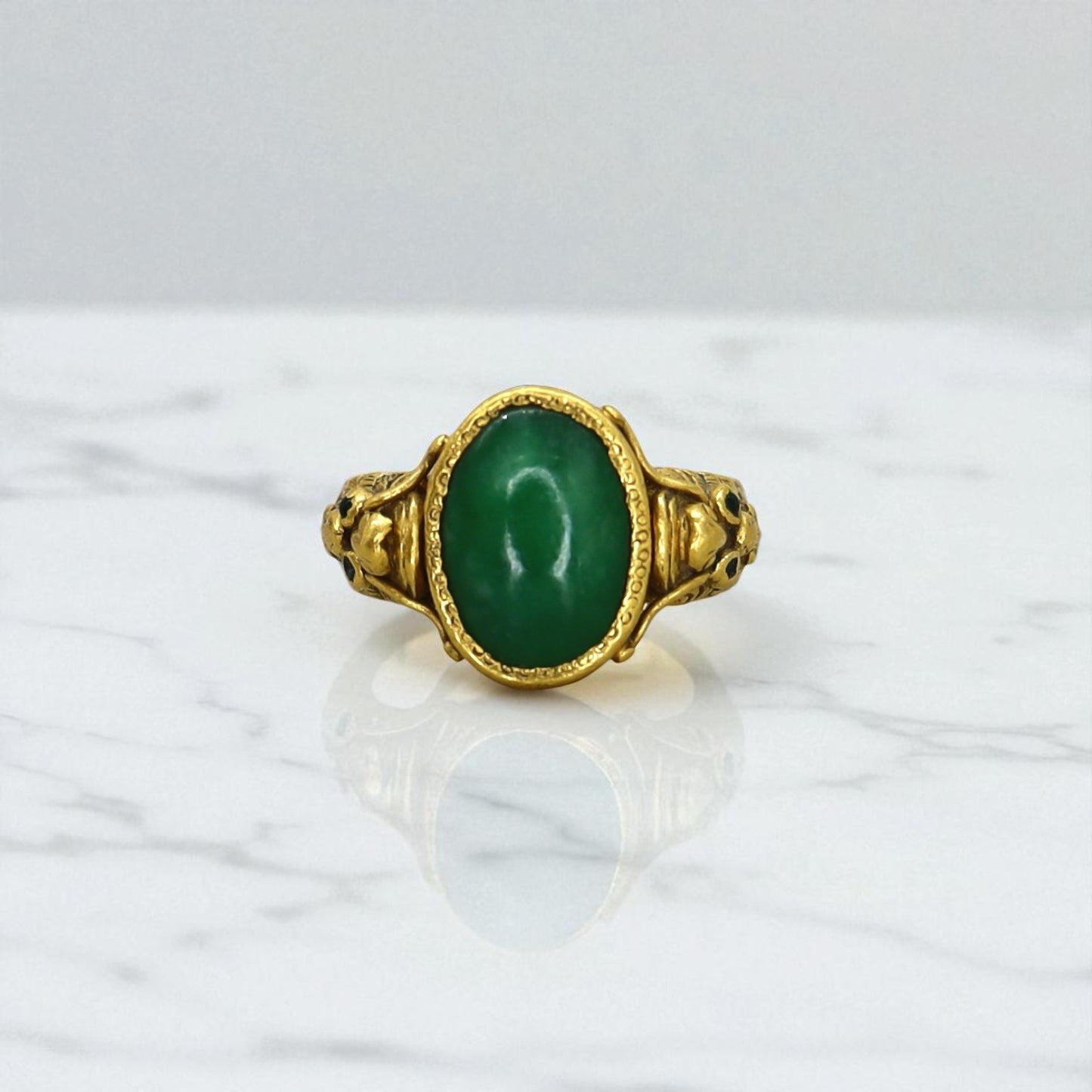Art Nouveau Chinese Jade Ring 24k - Petra Star