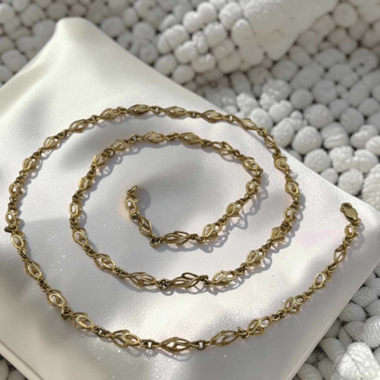 Vintage 14k Gold Fancy Link Chain Necklace | 1970s Italian-Style Gold Chain | 28" Long Layering Necklace | Petra Star Mystic CT