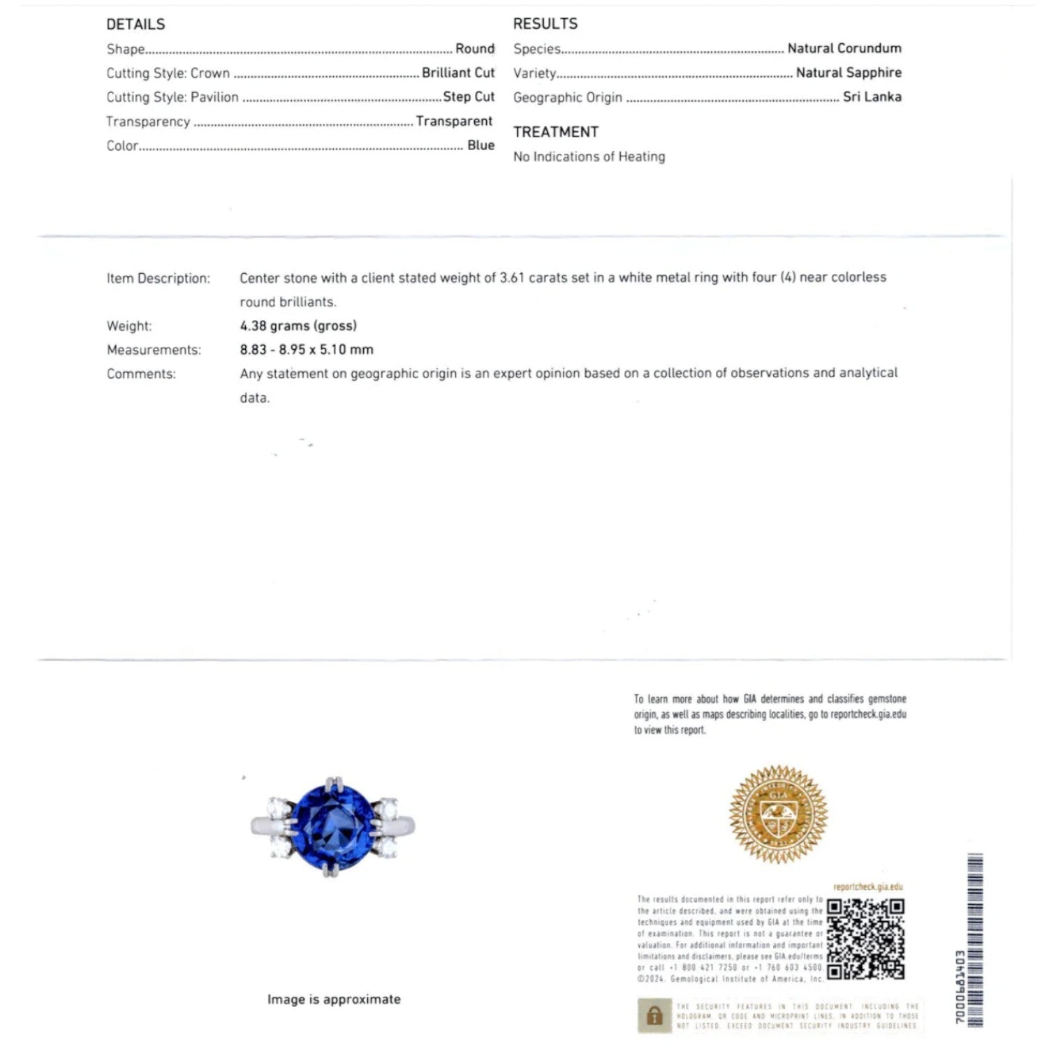 3.81ct GIA Certified Unheated Ceylon Sapphire Diamond Cocktail Ring Platinum - Petra Star