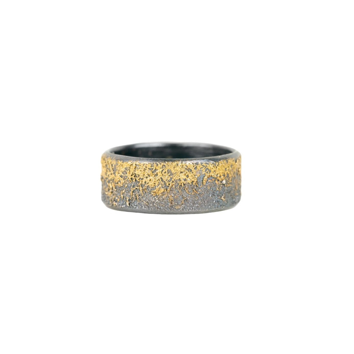 Black + Gold Dusted Band - 22k Gold + Oxidized Argentium Silver - Petra Star