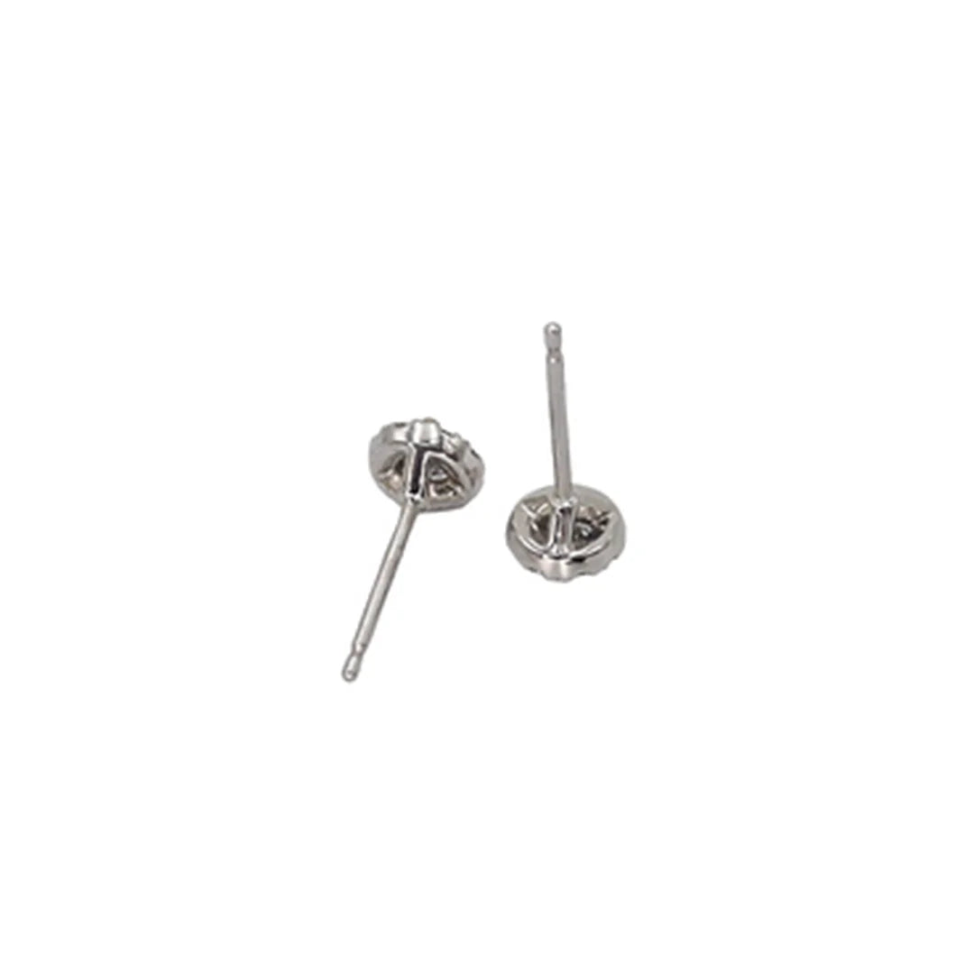 Diamond Halo Stud Earrings in 14k White Gold .25 cts Total Weight - Petra Star