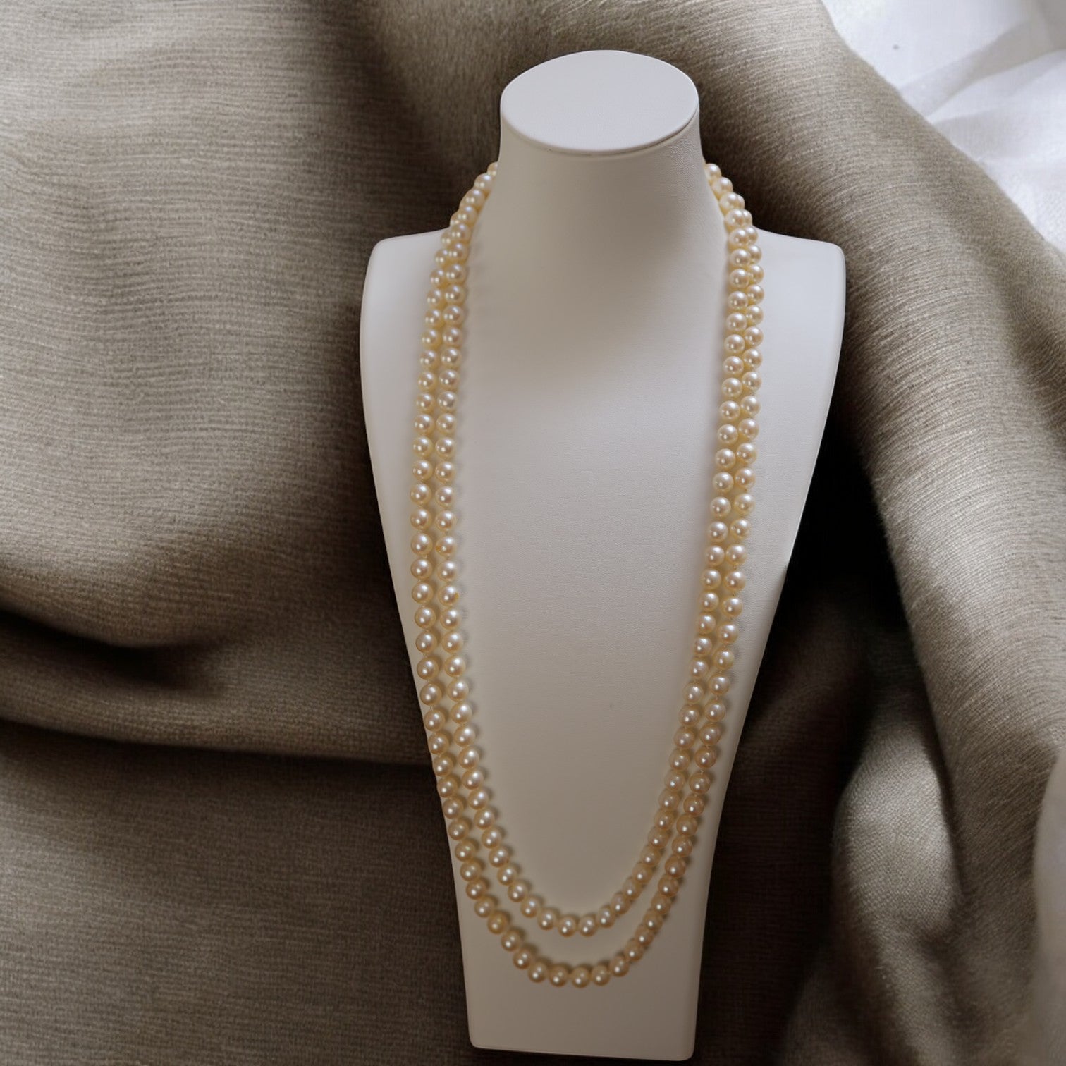 Akoya Pearl Necklace 8 - 8.MM White Akoya Strands - Petra Star