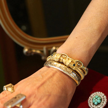 Victorian Gold-Filled Floral Engraved Bangle Bracelet – Antique Hollow Tube Construction - Petra Star