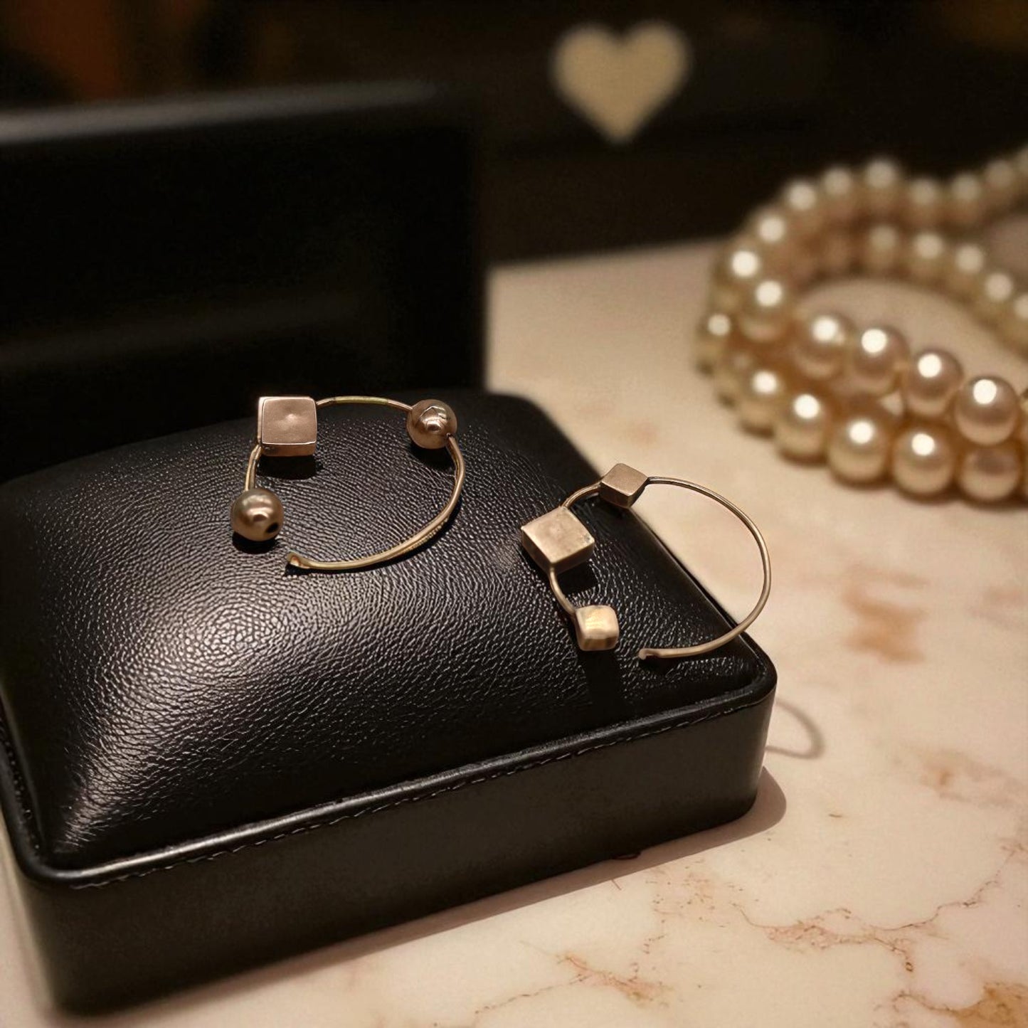 Handmade Victorian Mismatched 10k Pink Gold Hoop Earrings - Petra Star