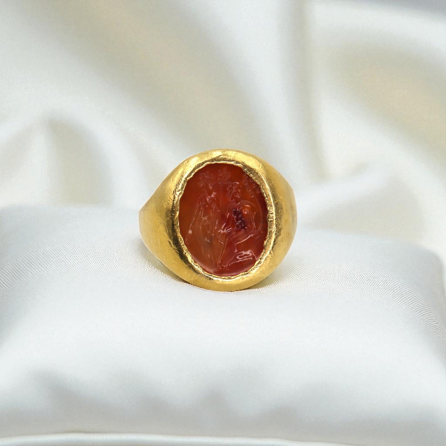 Antique Carnelian Intaglio in 22k Gold - Petra Star