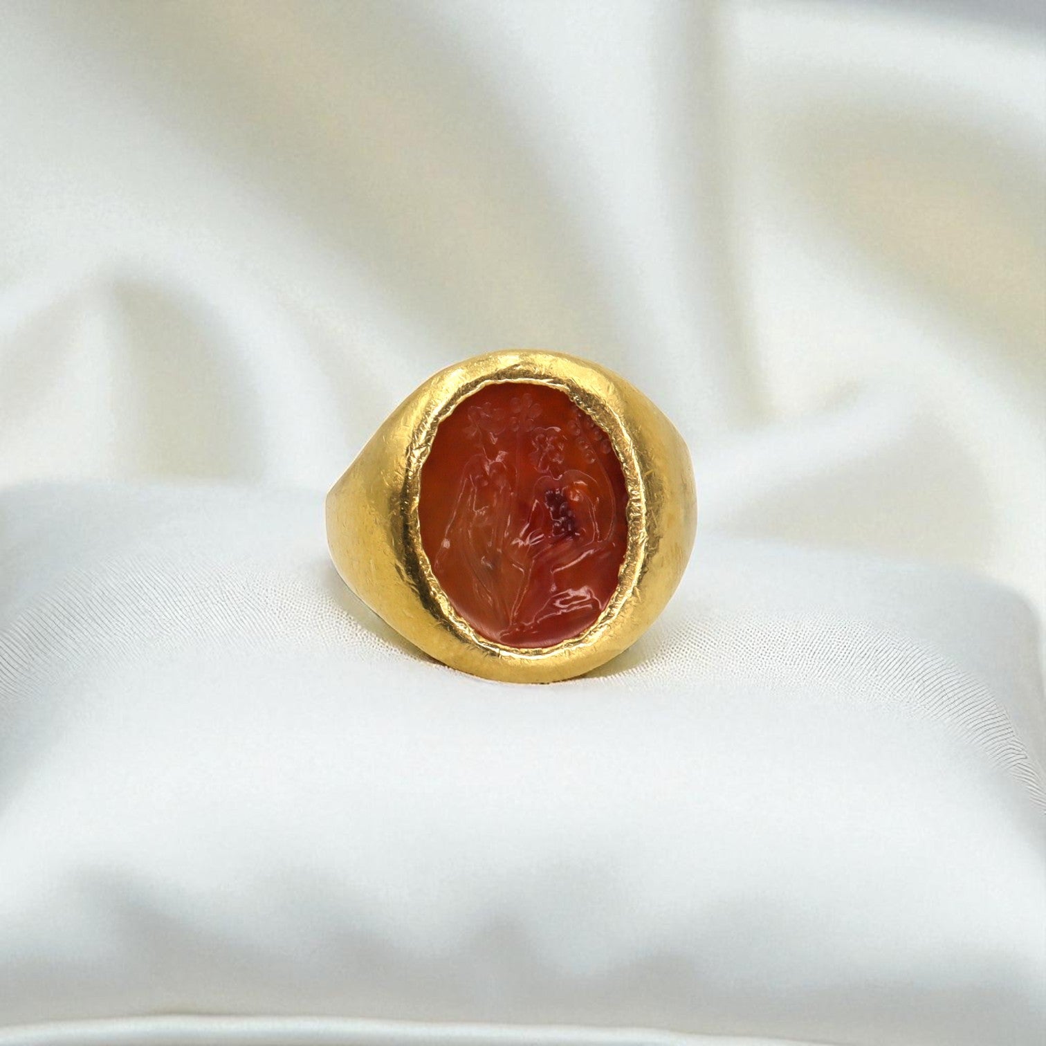 Antique Carnelian Intaglio in 22k Gold - Petra Star
