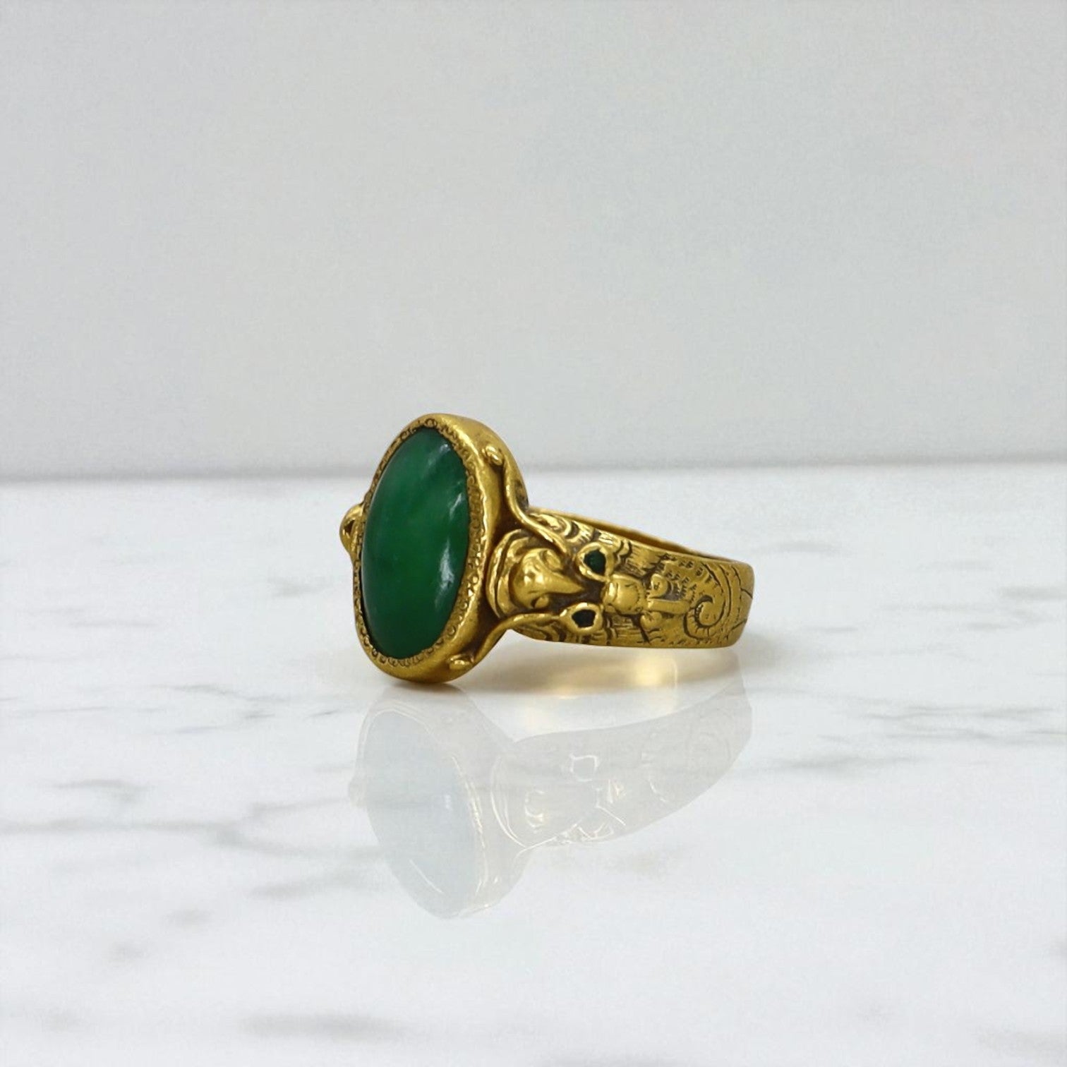 Art Nouveau Chinese Jade Ring 24k - Petra Star