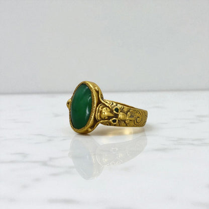 Art Nouveau Chinese Jade Ring 24k - Petra Star