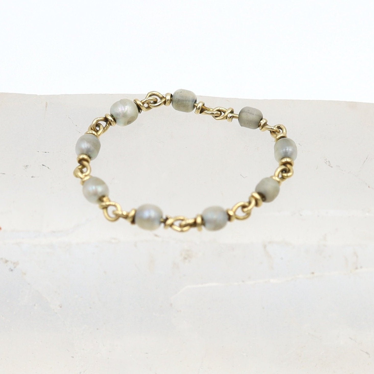 pearl and gold chain ring