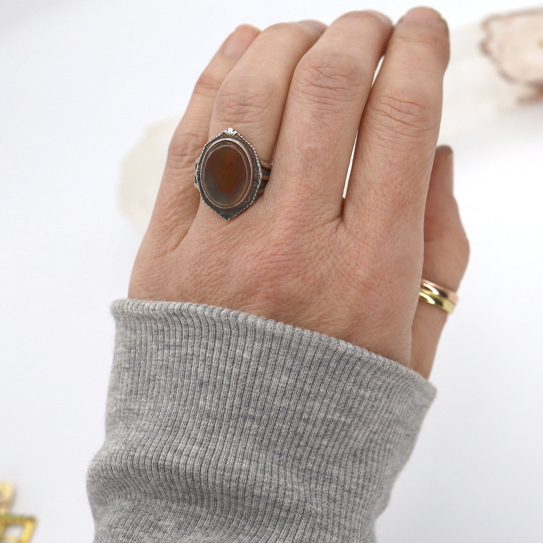 Antique Silver Agate Ring Clarke & Coombs Agate Ring - JL1471 - Petra Star