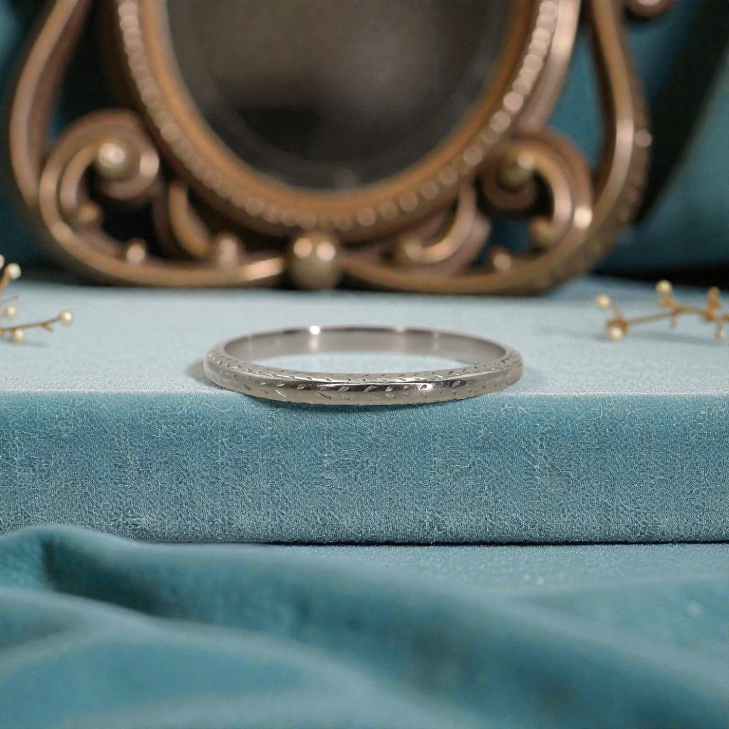 Art Deco 18k White Gold Band