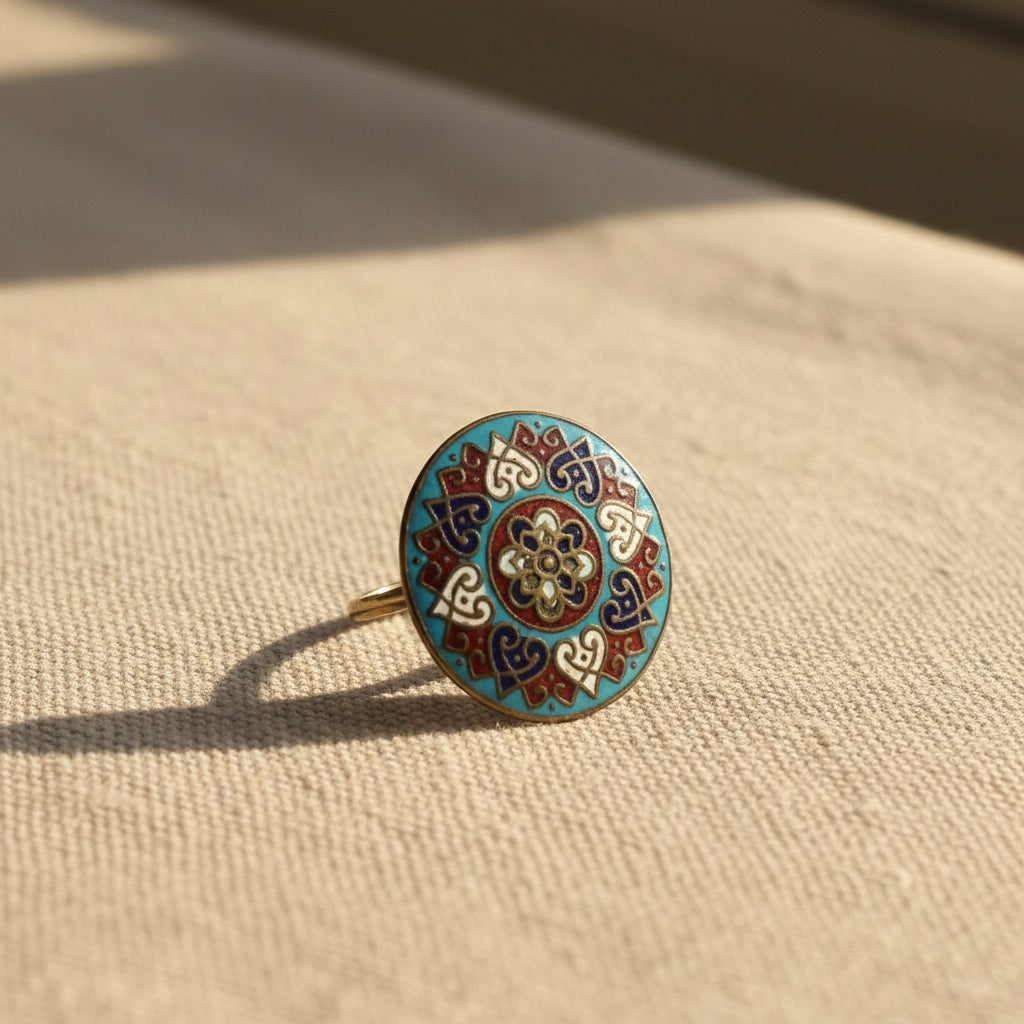 Victorian Enamel Ring in 14k Yellow Gold Ring Victorian - DK382 - Petra Star