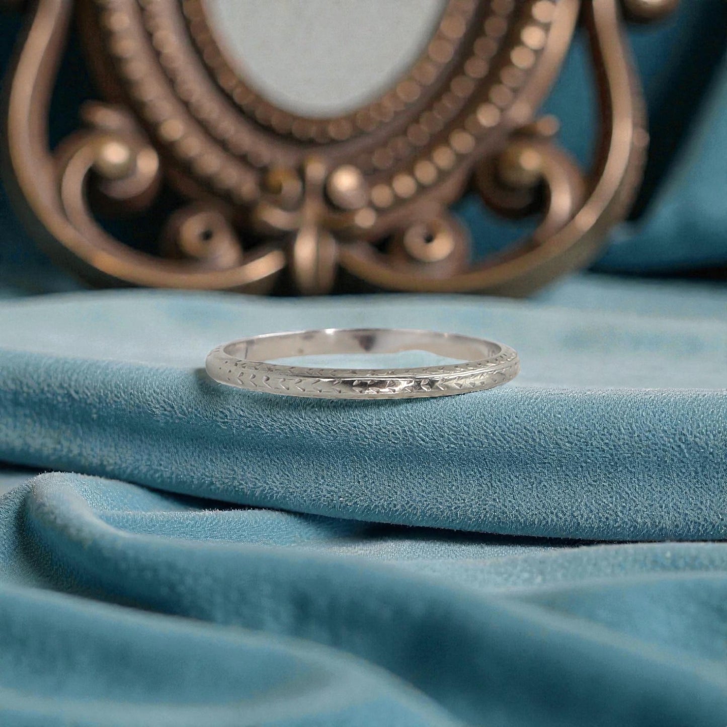 Art Deco 18k White Gold Band