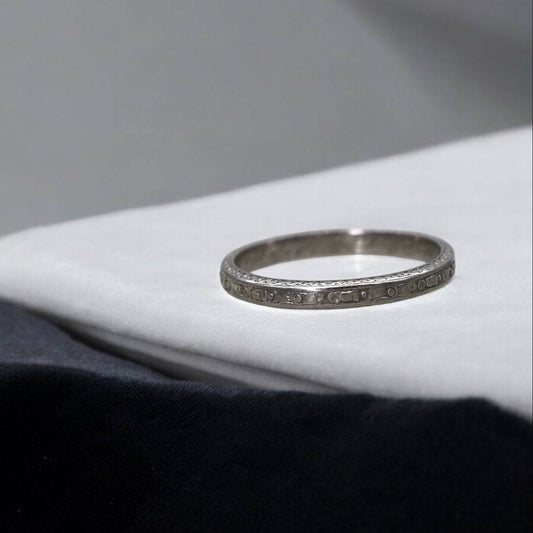 Art Deco Band in Platinum Dated 11.28.23 Size 6 - Petra Star