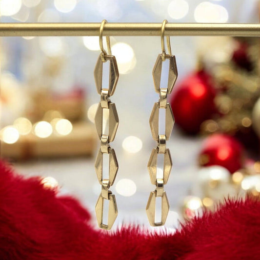 Art Deco Ladder Earrings in 14k Yellow Gold - Petra Star