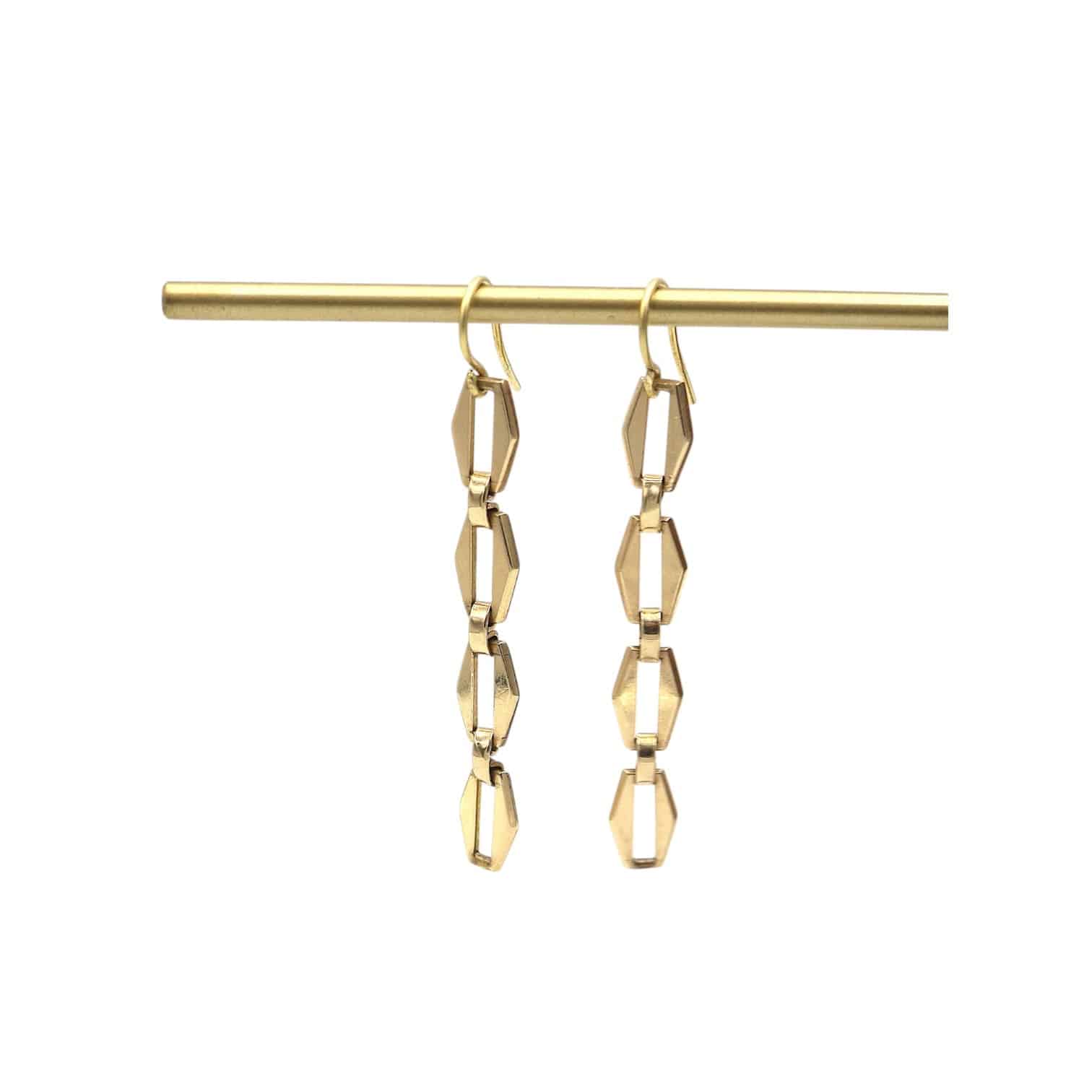 Art Deco Ladder Earrings in 14k Yellow Gold - Petra Star