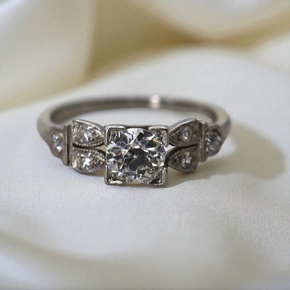 Art Deco Old European Cut Diamond Ring in Platinum, c. 1920s - Petra Star