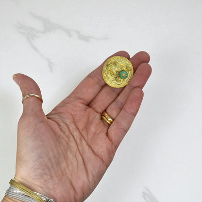 Art Nouveau Chinese Dragon & Jade Brooch/Pendant in 22k Gold – Heirloom Statement - Petra Star